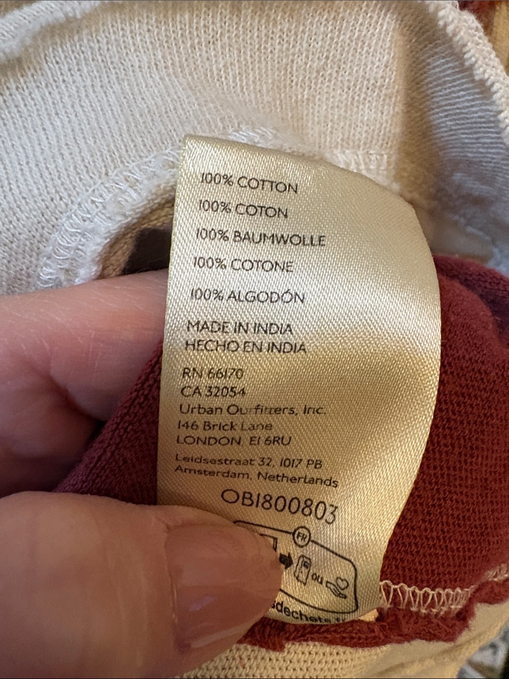 We The Free Cream Turtleneck Sweater with Burgundy Panels and Coral Accents - Picture 4 of 10